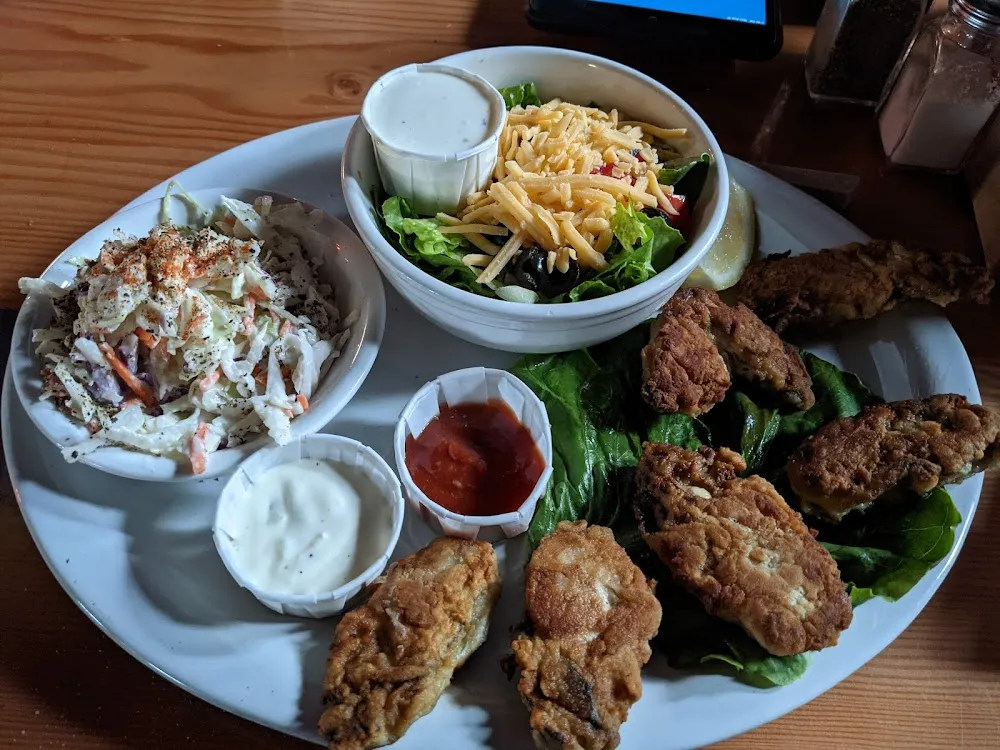 Fresh Fried Oysters Slaw and Salad